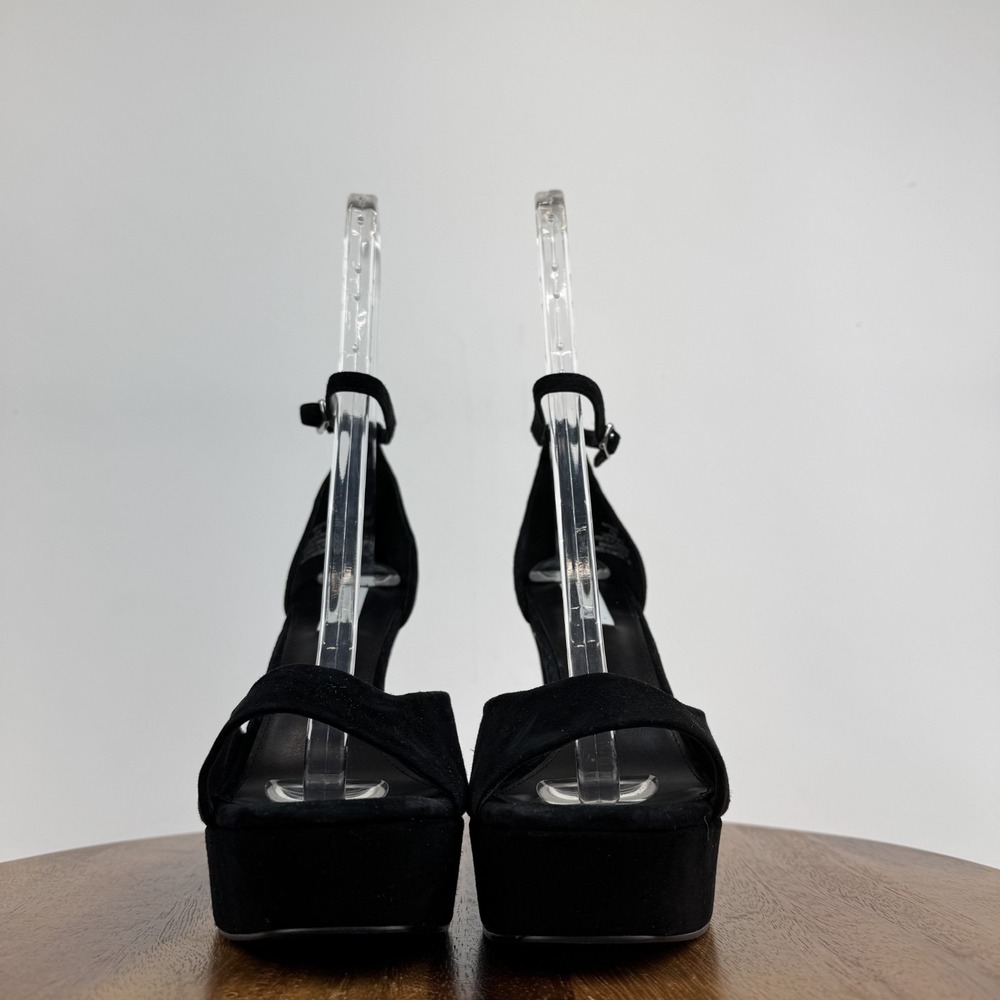 New Womens Steve Madden Ana Black Leather Platform Heeled Sandals Size 9.5 NWOB - Picture 3 of 8